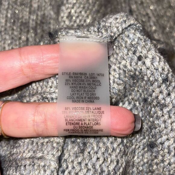 Elie Tahari Womens Mock Neck Metallic Speckle Sweater Charcoal Gray Size Small - Picture 7 of 10